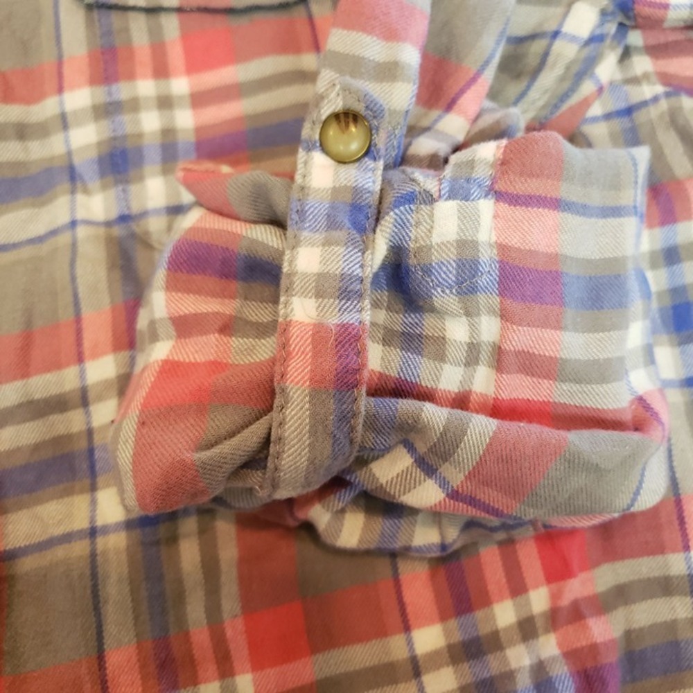 Jachs Girlfriend Flannel size Large pearl snap closure double pocket bandana pr - Picture 12 of 12